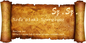 Széplaki Szergiusz névjegykártya
